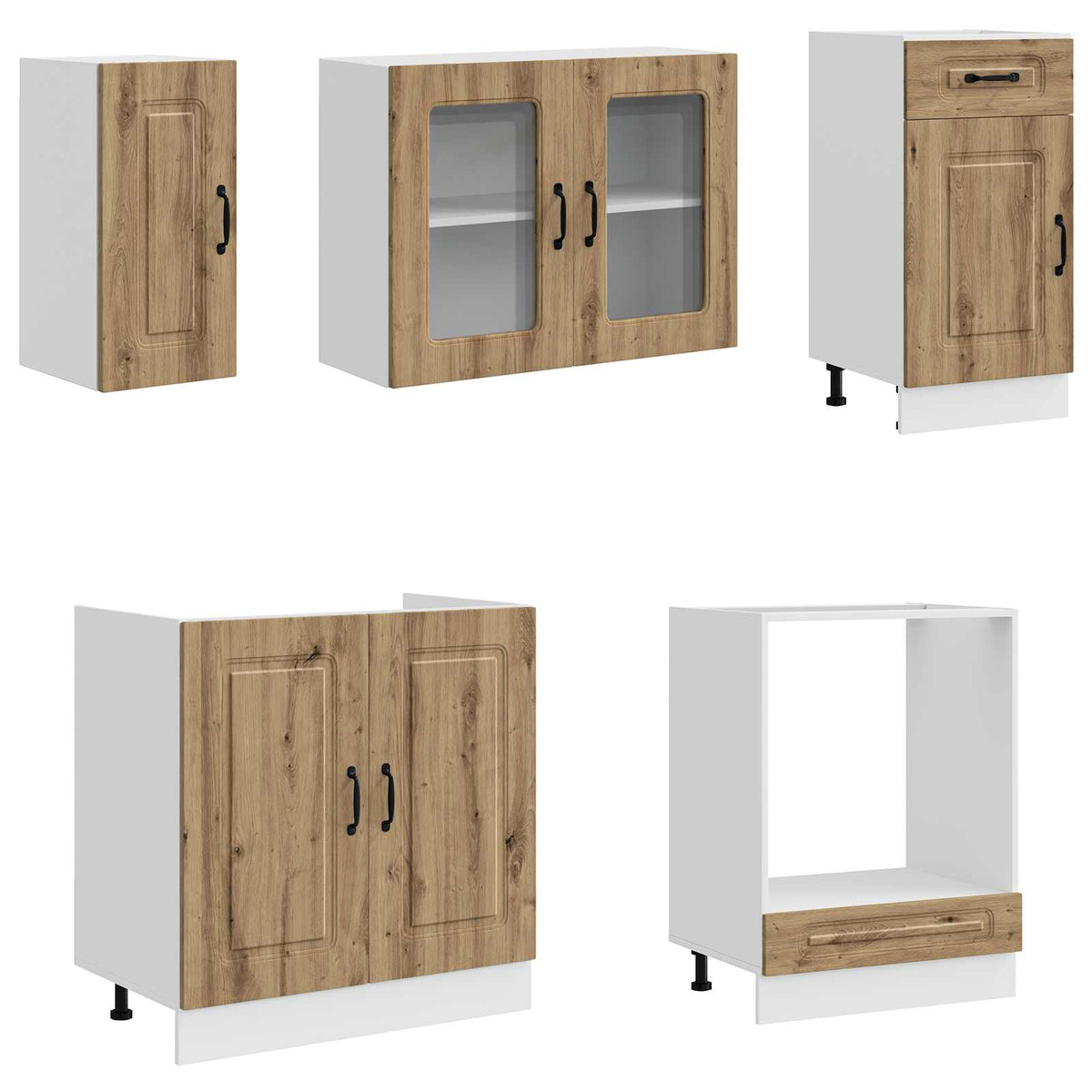 Set Mobili da Cucina 8 pz Kalmar Rovere Artigianale Truciolato