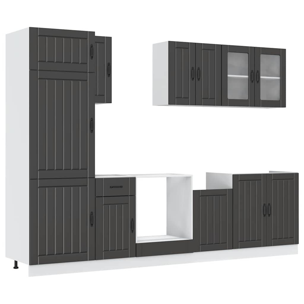 Set Mobili da Cucina 8 pz Kalmar Neri Legno Multistrato | homemem39