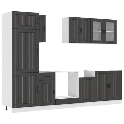 Set Mobili da Cucina 8 pz Kalmar Neri Legno Multistrato | homemem39