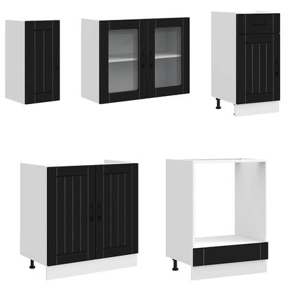 Set Mobili da Cucina 8 pz Kalmar Neri Legno Multistrato