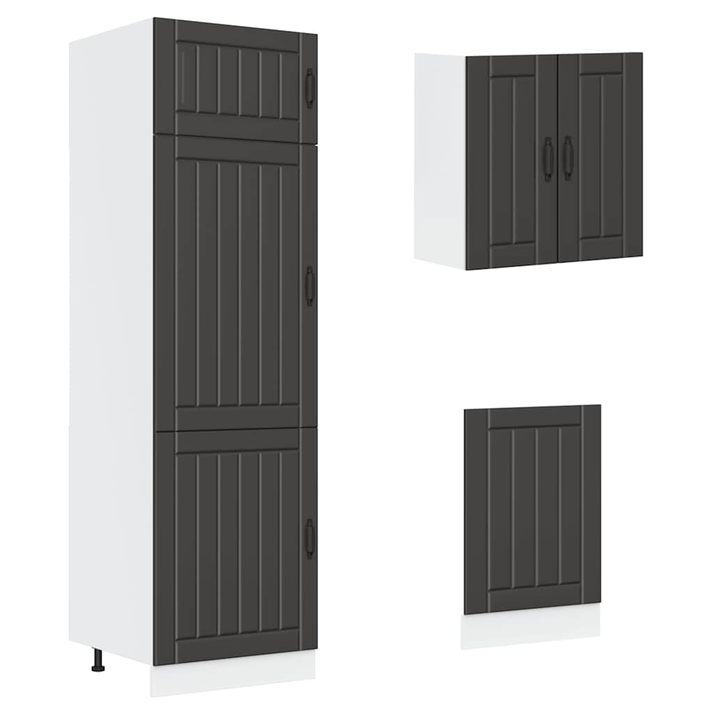 Set Mobili da Cucina 8 pz Kalmar Neri Legno Multistrato | homemem39