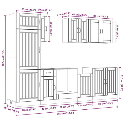 Set Mobili da Cucina 8 pz Kalmar Neri Legno Multistrato | homemem39