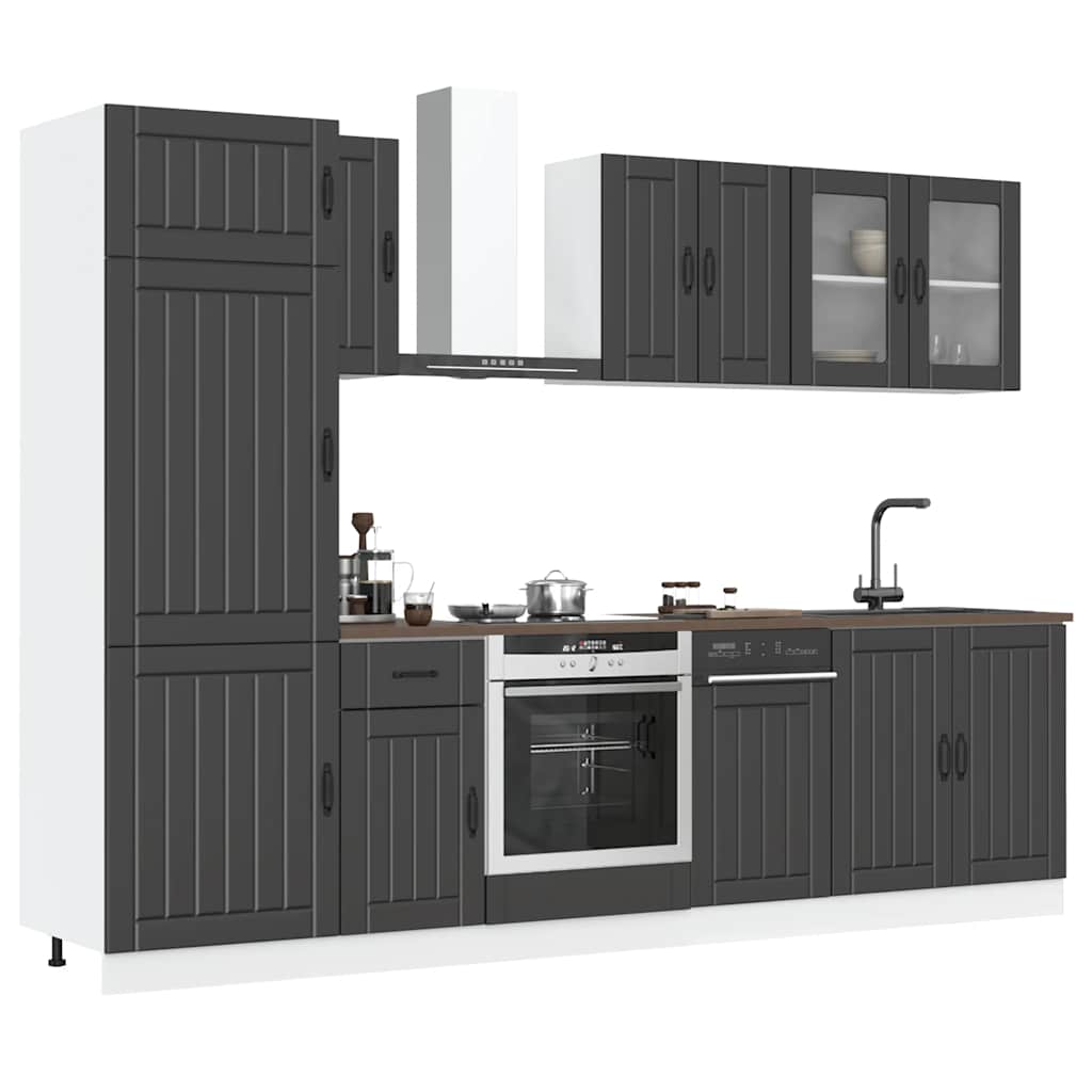 Set Mobili da Cucina 8 pz Kalmar Neri Legno Multistrato | homemem39