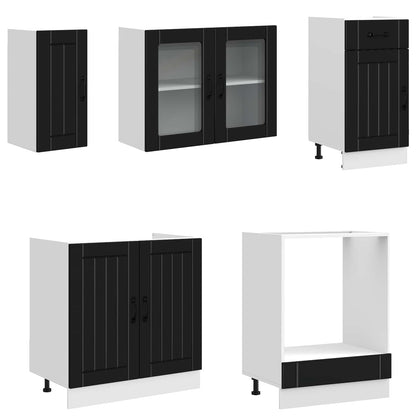 Set Mobili da Cucina 8 pz Kalmar Neri Legno Multistrato