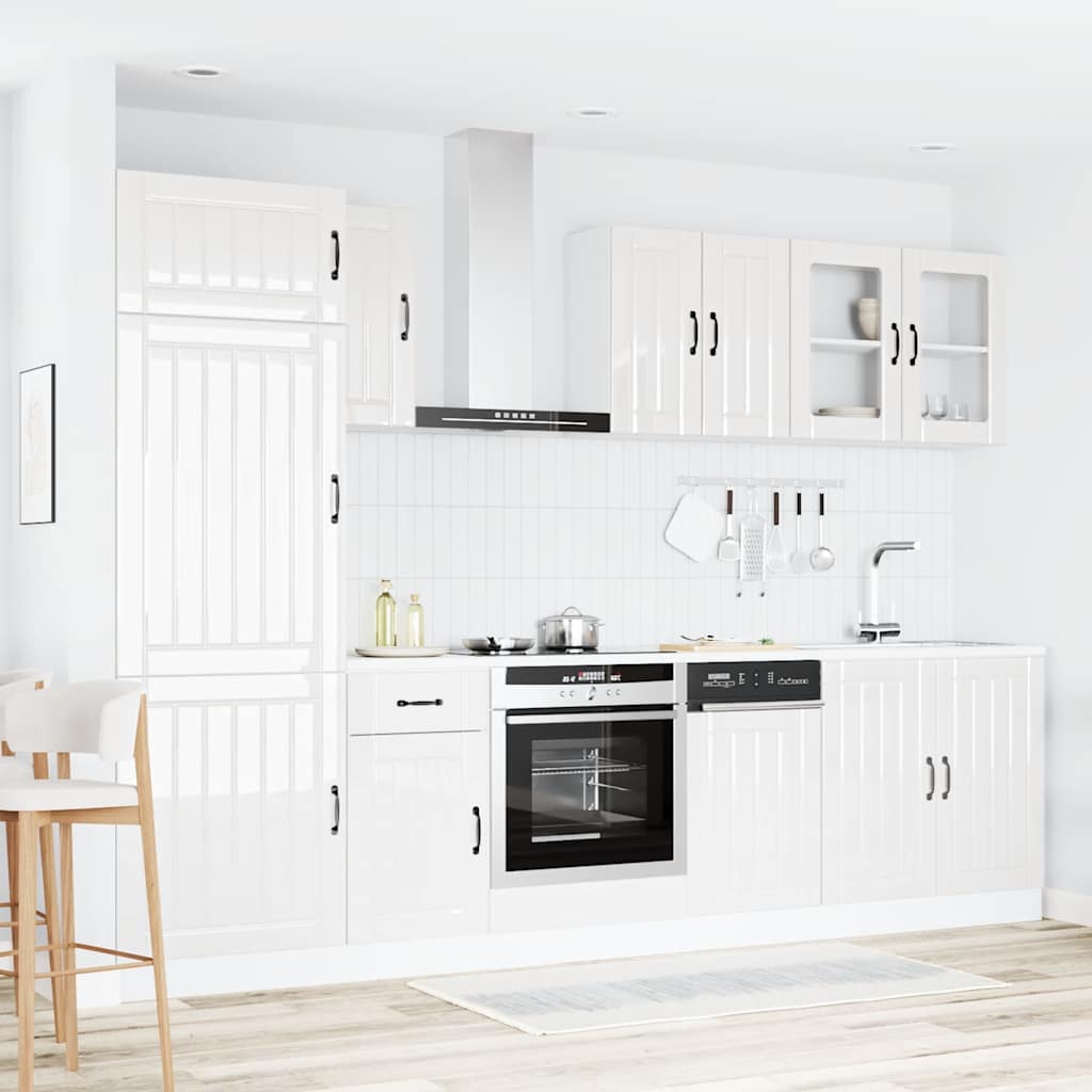 Set Mobili da Cucina 8 pz Lucca Bianchi Lucido in Truciolato | homemem39