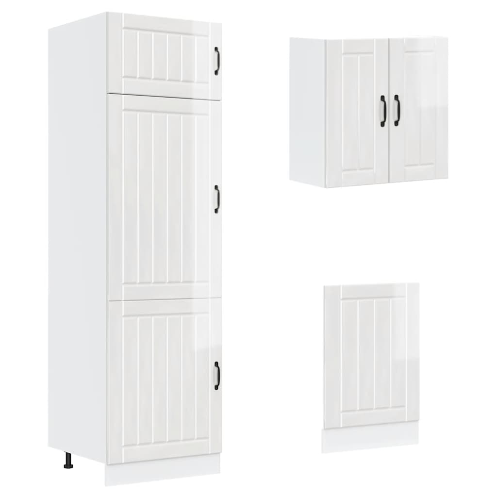 Set Mobili da Cucina 8 pz Lucca Bianchi Lucido in Truciolato | homemem39