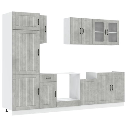 Set Mobili da Cucina 8 pz Lucca Grigio Cemento in Truciolato | homemem39