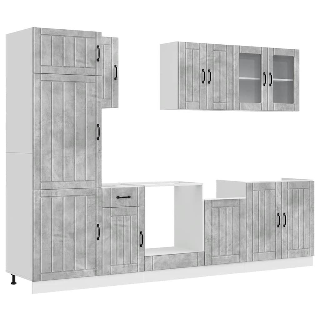 Set Mobili da Cucina 8 pz Lucca Grigio Cemento in Truciolato