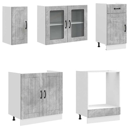 Set Mobili da Cucina 8 pz Lucca Grigio Cemento in Truciolato
