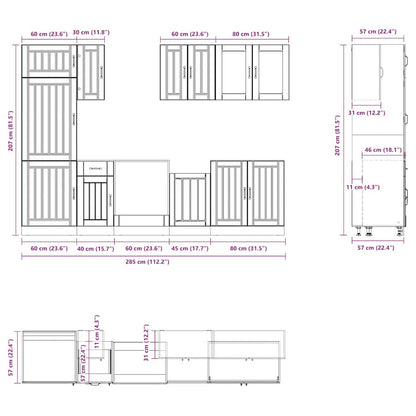 Set Mobili da Cucina 8 pz Lucca Grigio Cemento in Truciolato | homemem39