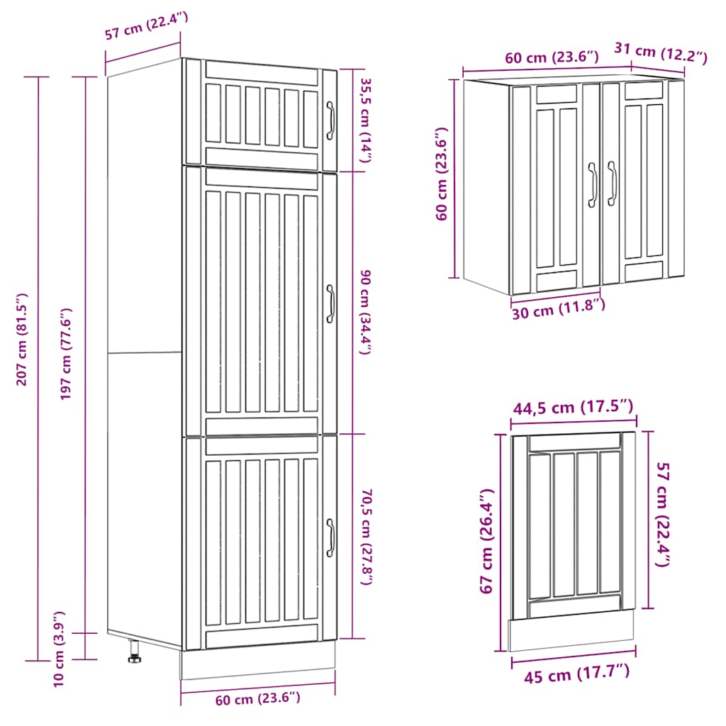 Set Mobili da Cucina 8 pz Lucca Grigio Cemento in Truciolato | homemem39