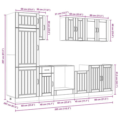 Set Mobili da Cucina 8 pz Lucca Grigio Cemento in Truciolato | homemem39