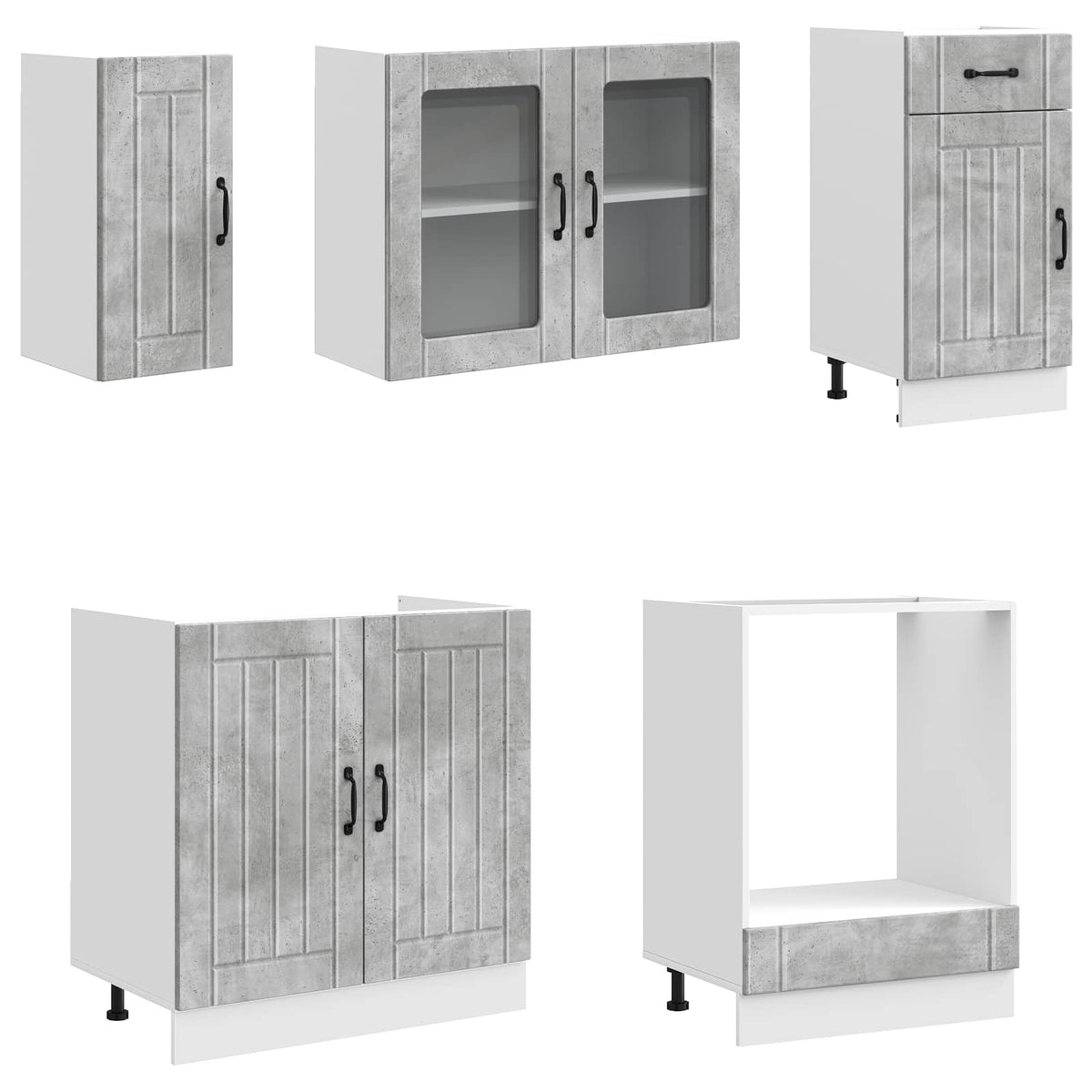 Set Mobili da Cucina 8 pz Lucca Grigio Cemento in Truciolato