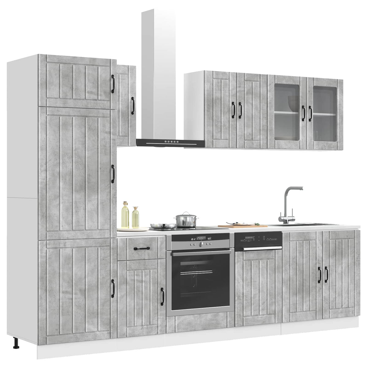 Set Mobili da Cucina 8 pz Lucca Grigio Cemento in Truciolato