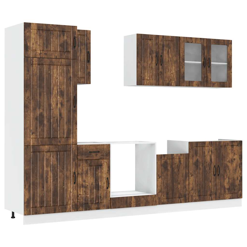 Set Mobili da Cucina 8 pz Lucca Rovere Fumo Legno Multistrato | homemem39
