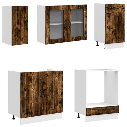 Set Mobili da Cucina 8 pz Lucca Rovere Fumo Legno Multistrato