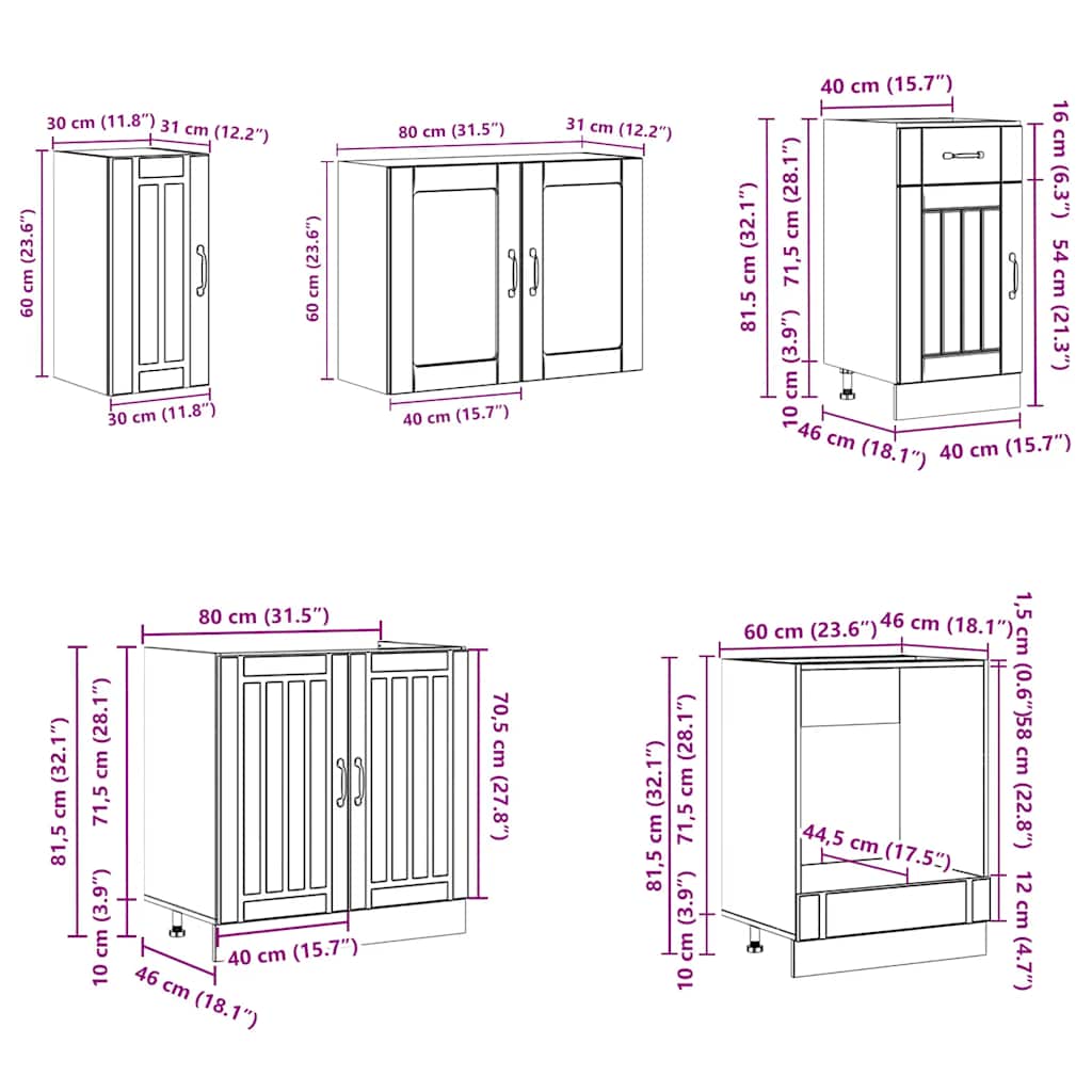 Set Mobili da Cucina 8 pz Lucca Rovere Fumo Legno Multistrato | homemem39
