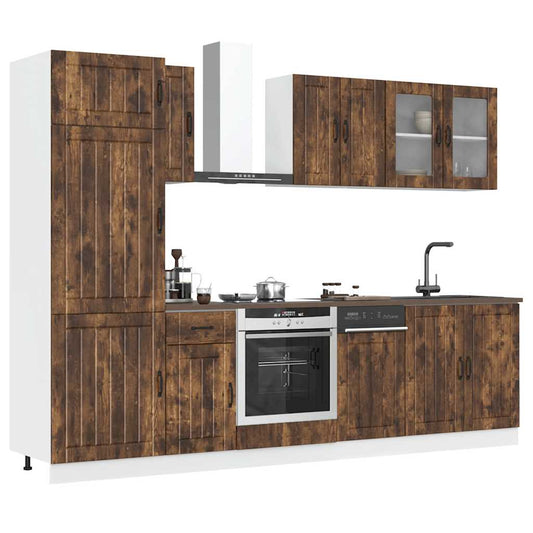 Set Mobili da Cucina 8 pz Lucca Rovere Fumo Legno Multistrato | homemem39