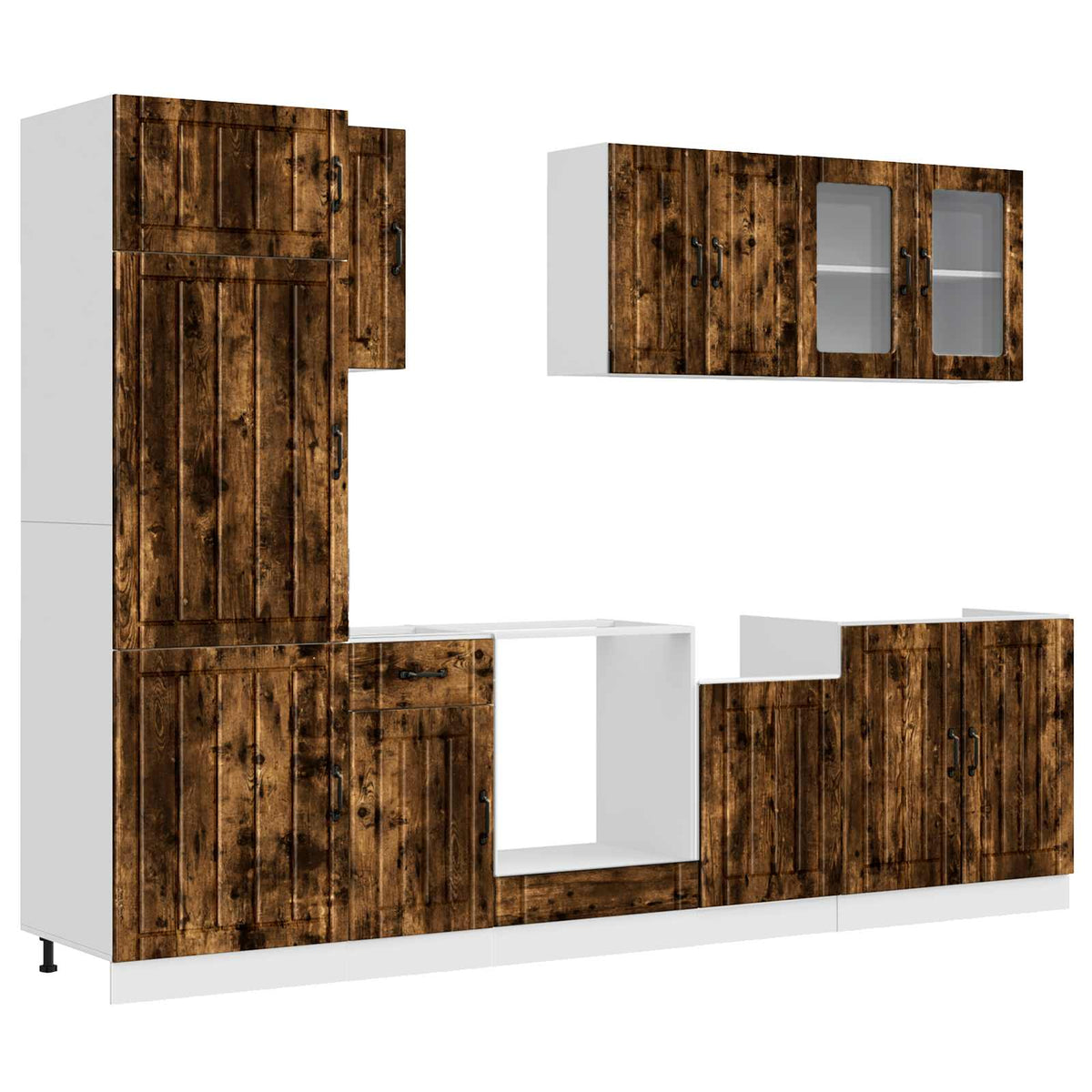 Set Mobili da Cucina 8 pz Lucca Rovere Fumo Legno Multistrato