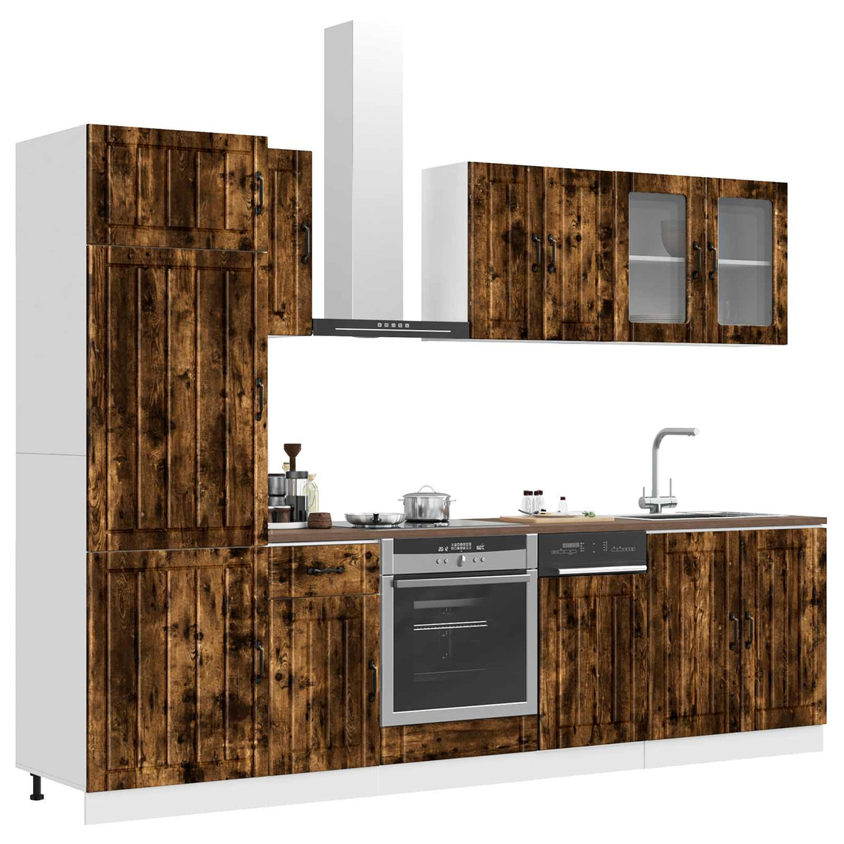 Set Mobili da Cucina 8 pz Lucca Rovere Fumo Legno Multistrato