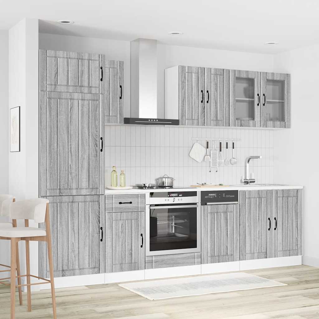 Set Mobili da Cucina 8 pz Kalmar Grigio Sonoma in Truciolato