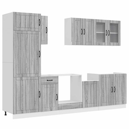 Set Mobili da Cucina 8 pz Kalmar Grigio Sonoma in Truciolato
