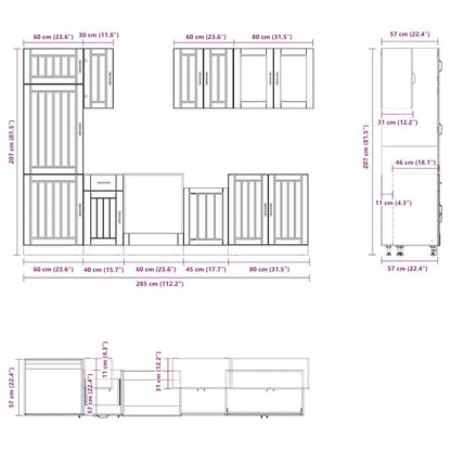 Set Mobili da Cucina 8 pz Kalmar Legno Vecchio in Truciolato | homemem39