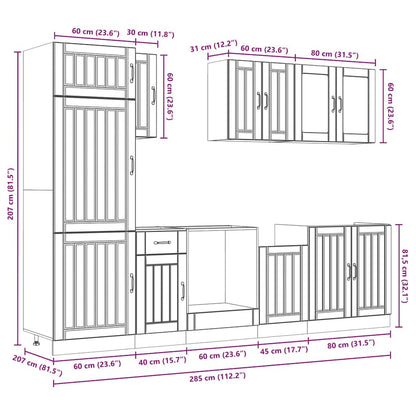 Set Mobili da Cucina 8 pz Kalmar Legno Vecchio in Truciolato | homemem39