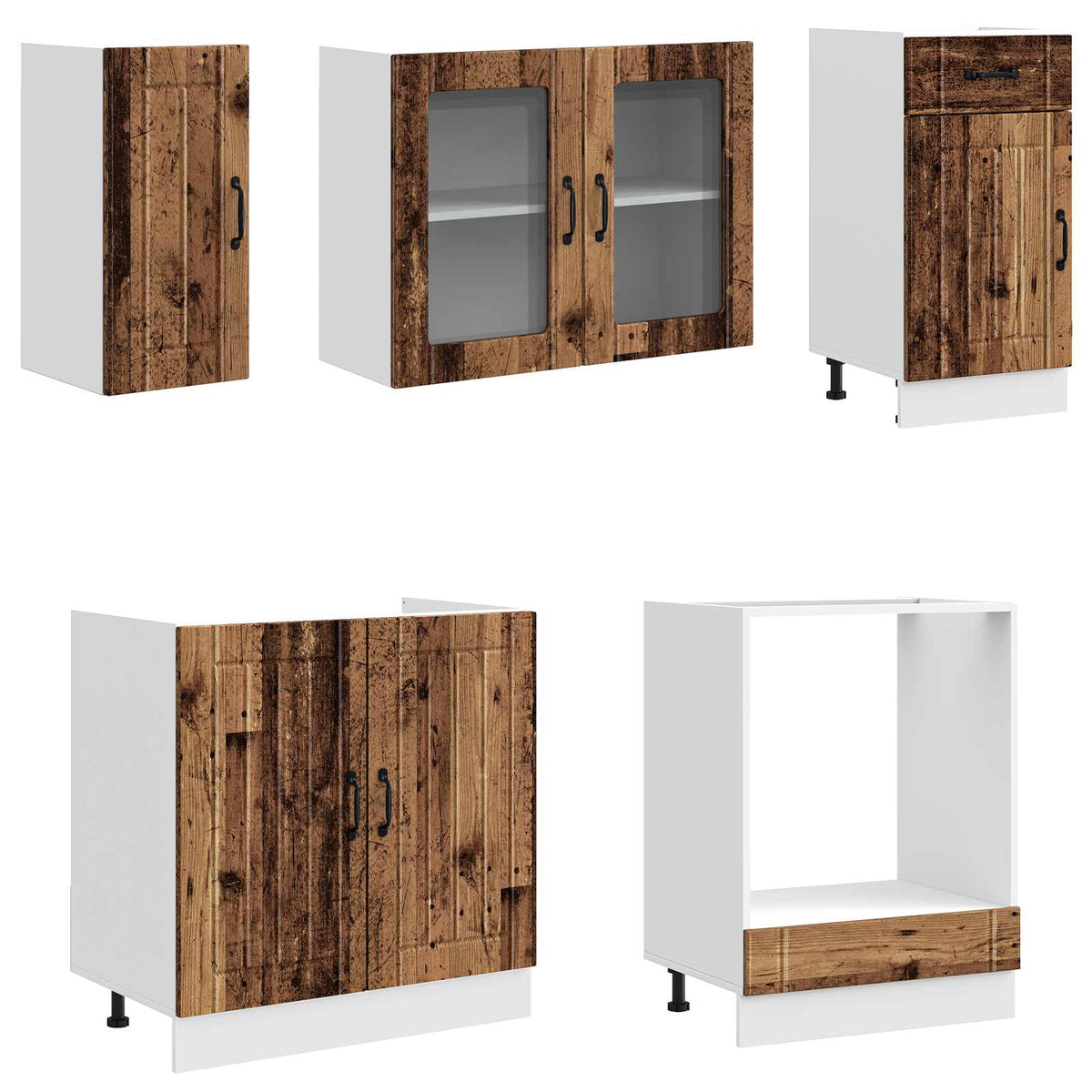Set Mobili da Cucina 8 pz Kalmar Legno Vecchio in Truciolato