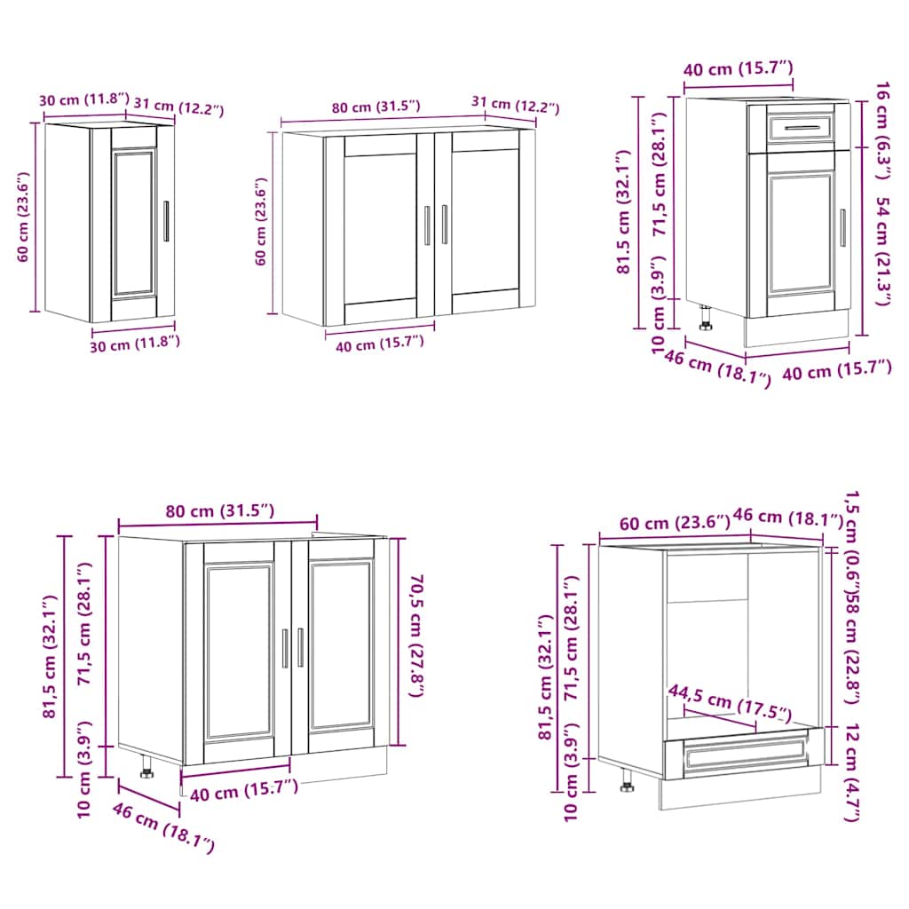 Set Mobili da Cucina 8 pz Porto Bianco Legno Multistrato | homemem39