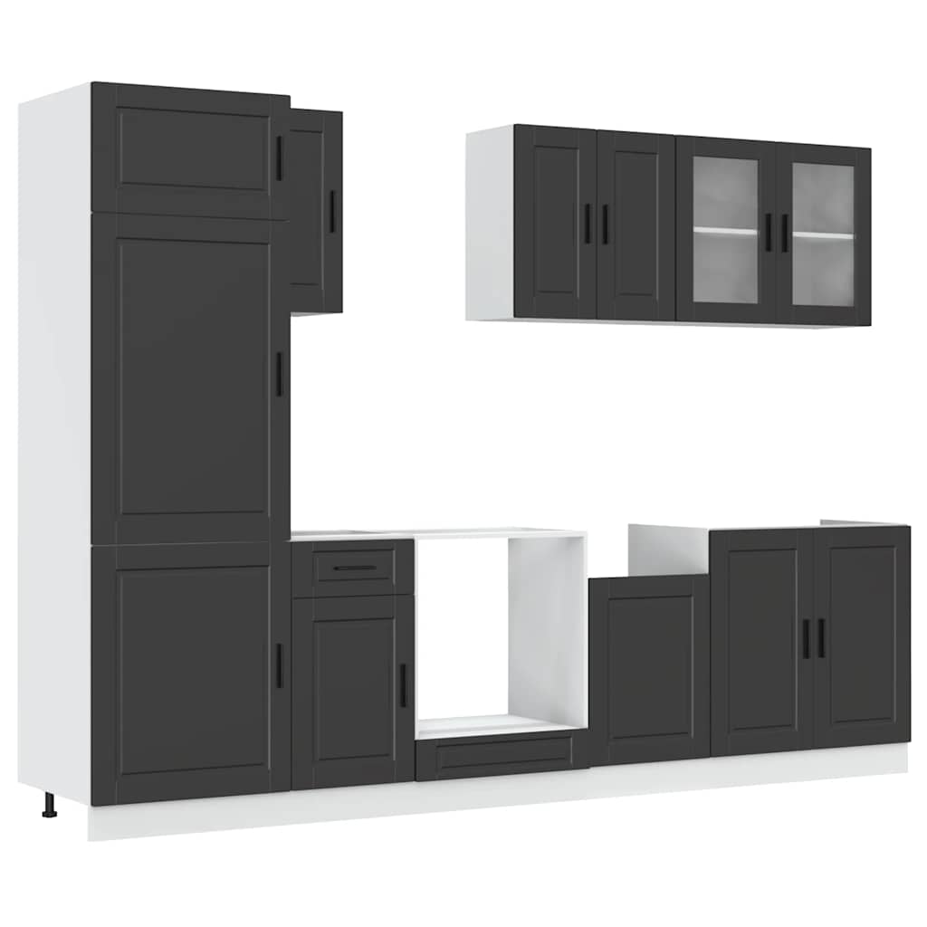 Set Mobili da Cucina 8 pz Porto Neri Legno Multistrato | homemem39