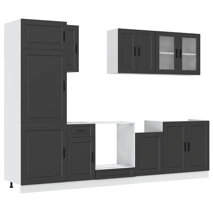 Set Mobili da Cucina 8 pz Porto Neri Legno Multistrato | homemem39