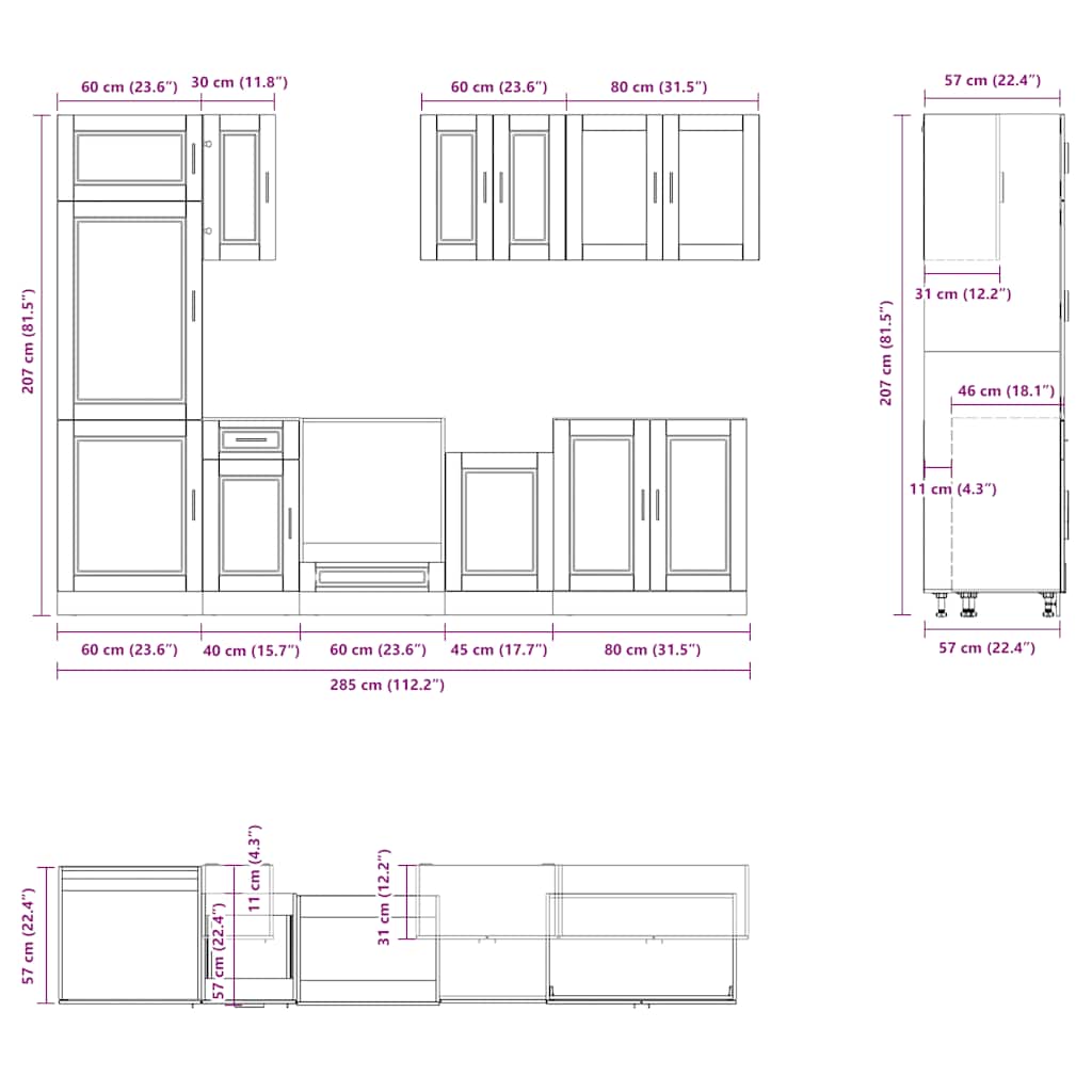 Set Mobili da Cucina 8 pz Kalmar Grigio Cemento in Truciolato | homemem39