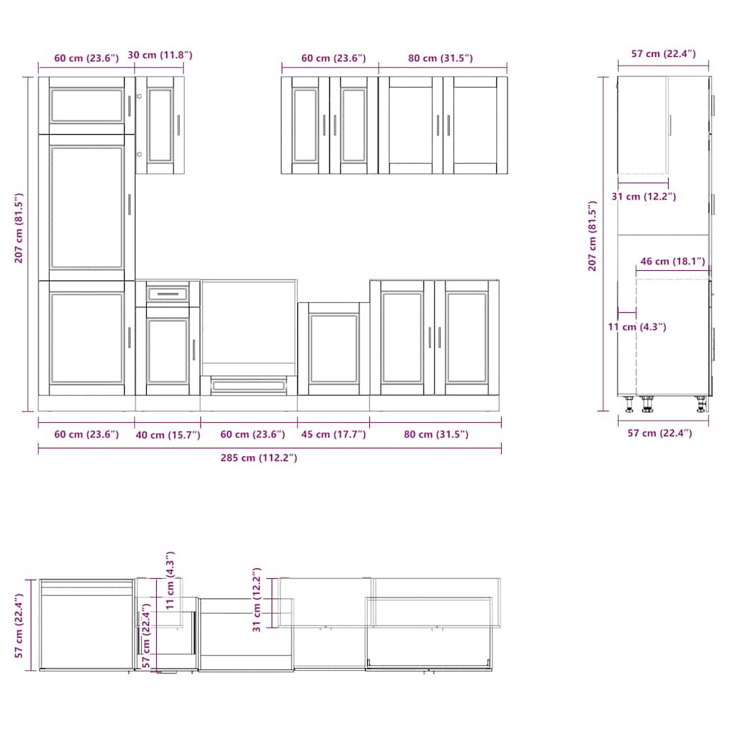 Set Mobili da Cucina 8 pz Kalmar Grigio Sonoma in Truciolato | homemem39