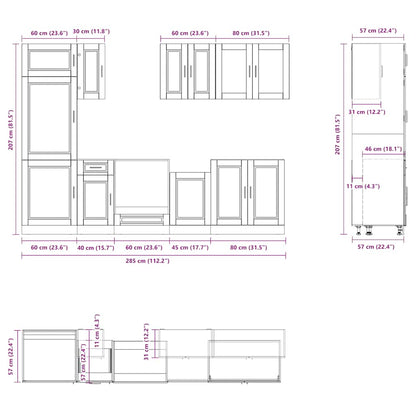 Set Mobili da Cucina 8 pz Kalmar Legno Vecchio in Truciolato | homemem39