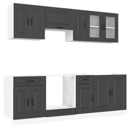 Set Mobili da Cucina 8 pz Kalmar Neri Legno Multistrato | homemem39