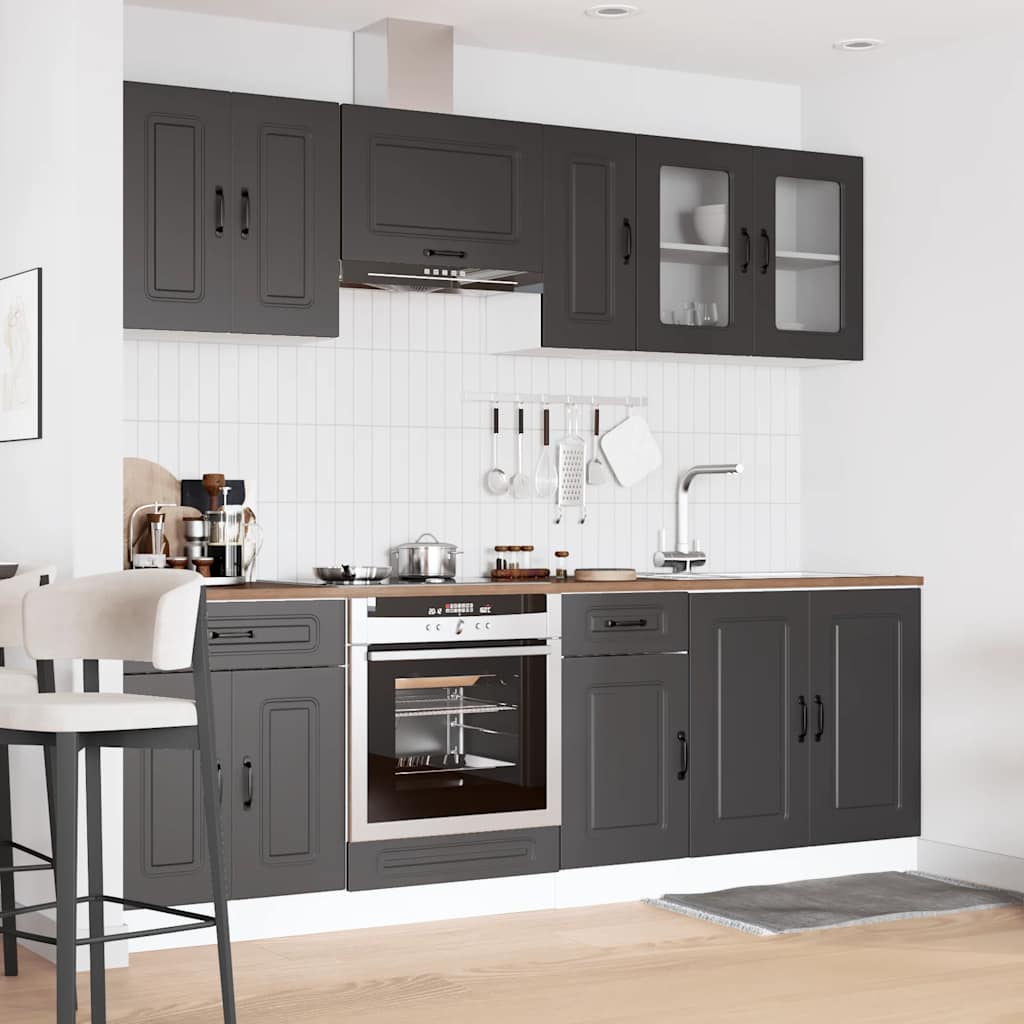 Set Mobili da Cucina 8 pz Kalmar Neri Legno Multistrato | homemem39