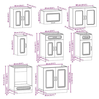 Set Mobili da Cucina 8 pz Kalmar Bianchi Lucido in Truciolato - homemem39