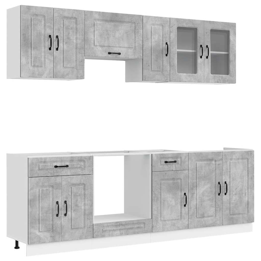 Set Mobili da Cucina 8 pz Kalmar Grigio Cemento in Truciolato