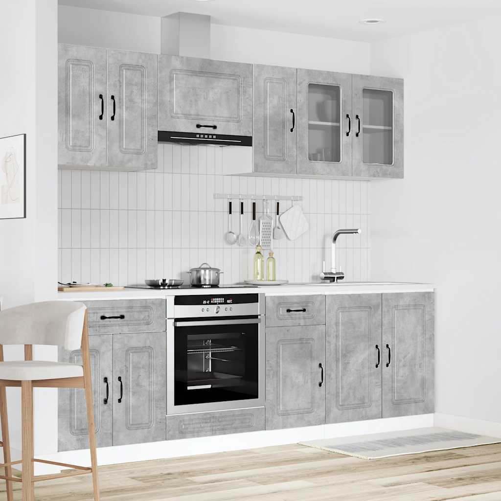 Set Mobili da Cucina 8 pz Kalmar Grigio Cemento in Truciolato