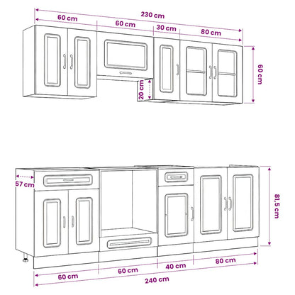Set Mobili da Cucina 8 pz Kalmar Grigio Cemento in Truciolato