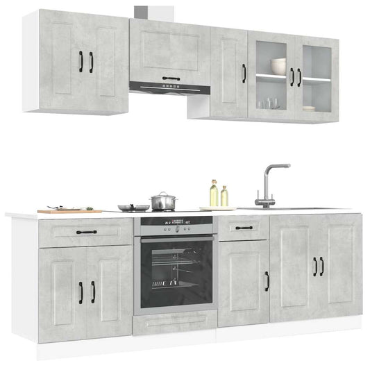 Set Mobili da Cucina 8 pz Kalmar Grigio Cemento in Truciolato - homemem39