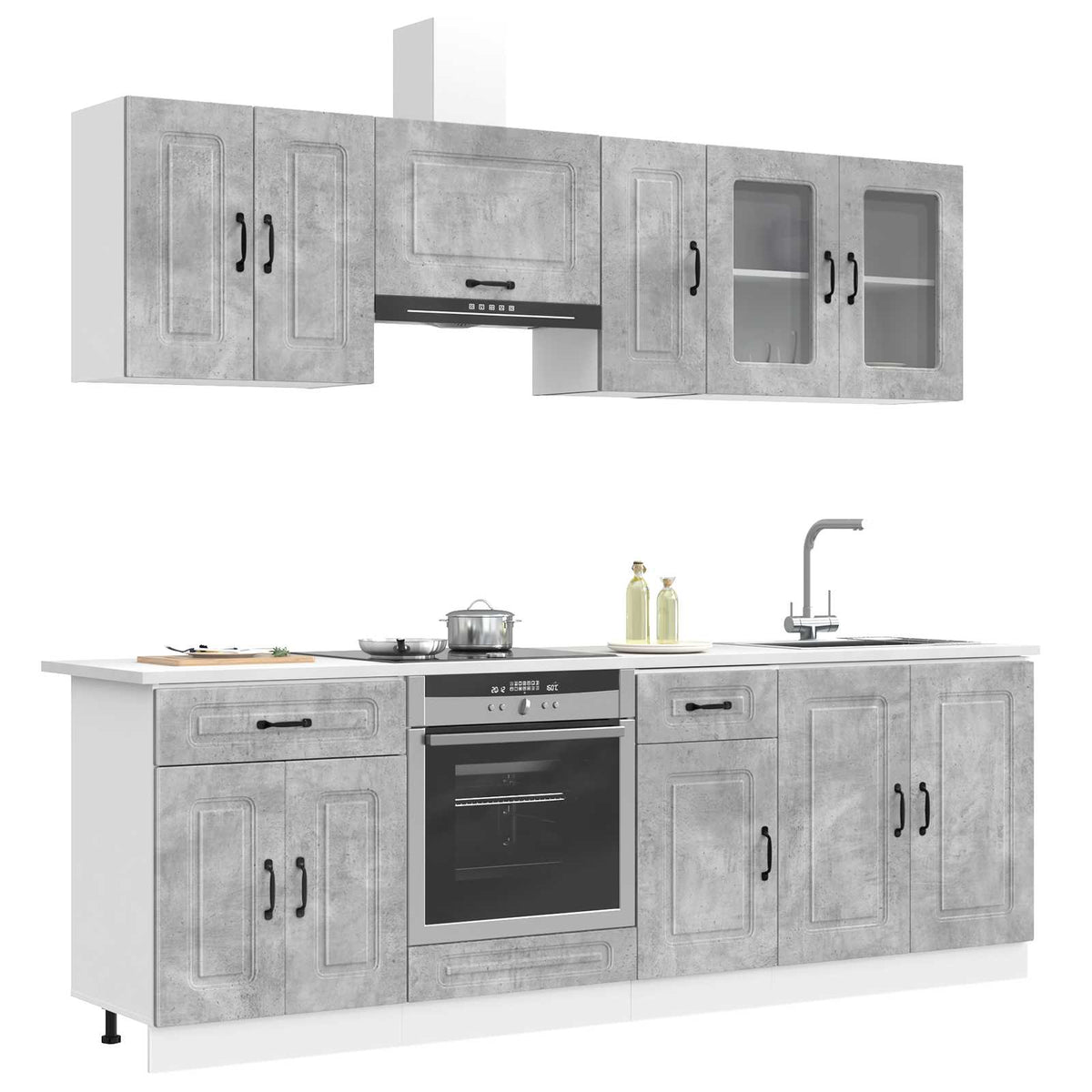 Set Mobili da Cucina 8 pz Kalmar Grigio Cemento in Truciolato
