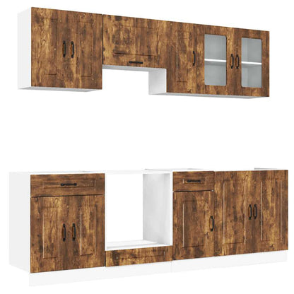 Set Mobili da Cucina 8 pz Kalmar Rovere Fumo Legno Multistrato