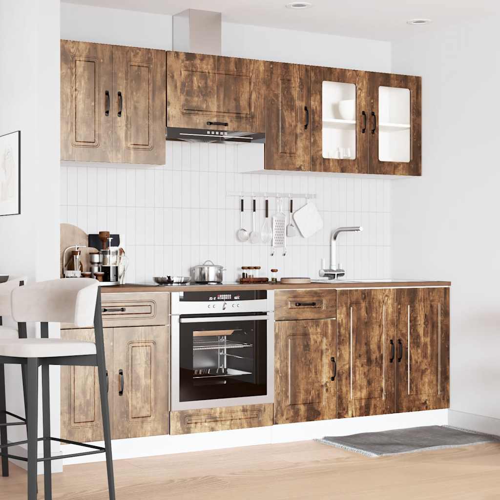 Set Mobili da Cucina 8 pz Kalmar Rovere Fumo Legno Multistrato | homemem39