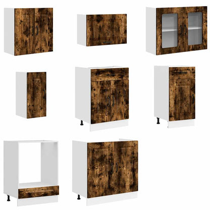 Set Mobili da Cucina 8 pz Kalmar Rovere Fumo Legno Multistrato