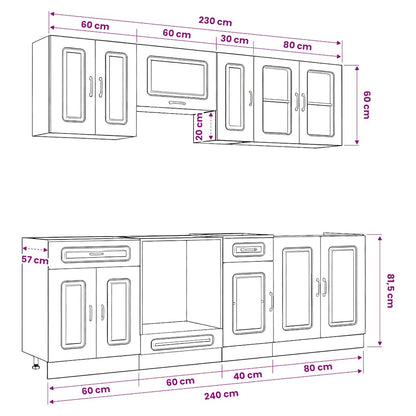 Set Mobili da Cucina 8 pz Kalmar Rovere Fumo Legno Multistrato