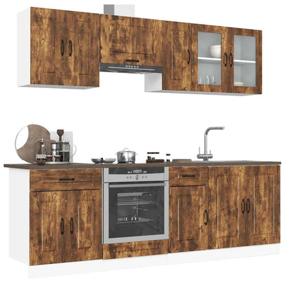 Set Mobili da Cucina 8 pz Kalmar Rovere Fumo Legno Multistrato | homemem39