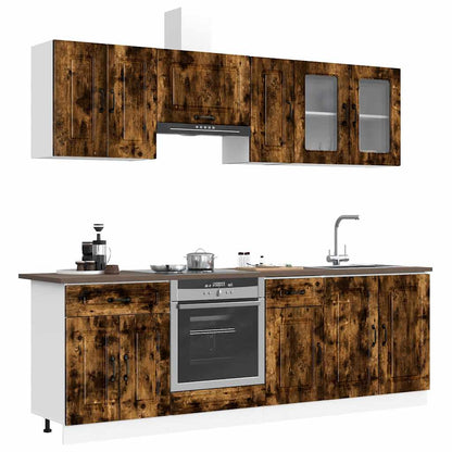 Set Mobili da Cucina 8 pz Kalmar Rovere Fumo Legno Multistrato
