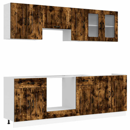 Set Mobili da Cucina 8 pz Kalmar Rovere Fumo Legno Multistrato